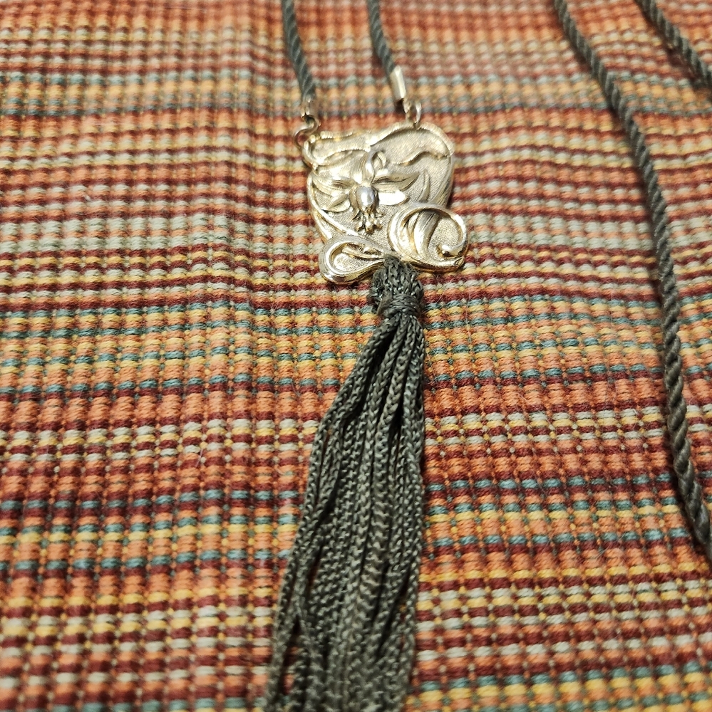 Signed Green Tassle Necklace